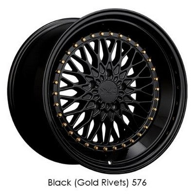 XXR 576 18X9 5X114.3 ET30 73.1 Black / Gold Rivets